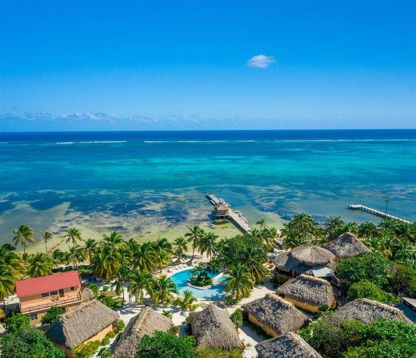 Belize coast and resort viewed from above